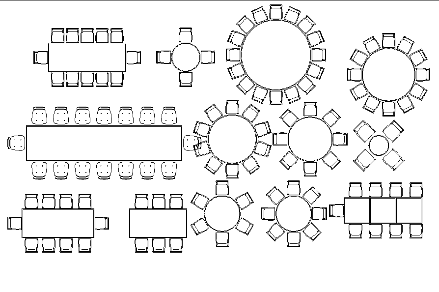 Rounded Table Chair DWG Detail File for CAD Layouts
