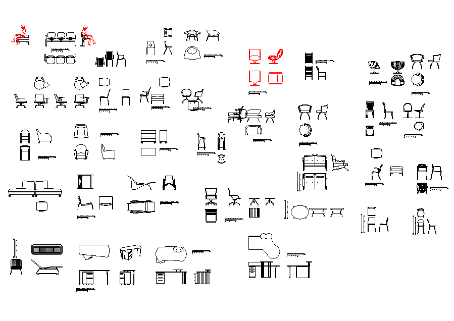 Furniture equipment plan detail dwg file.
