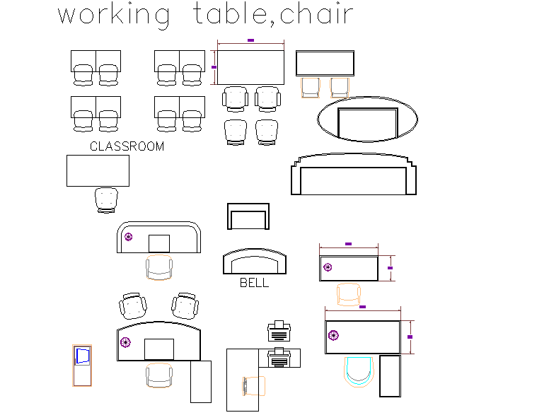 Furniture equipment plan detail dwg file.