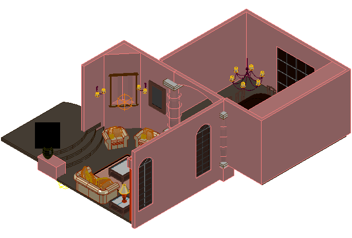 Furniture housing 3 d plan detail dwg file