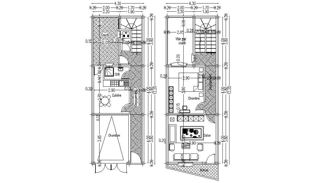 G+1 Furnished House Floor Plan AutoCAD Drawing