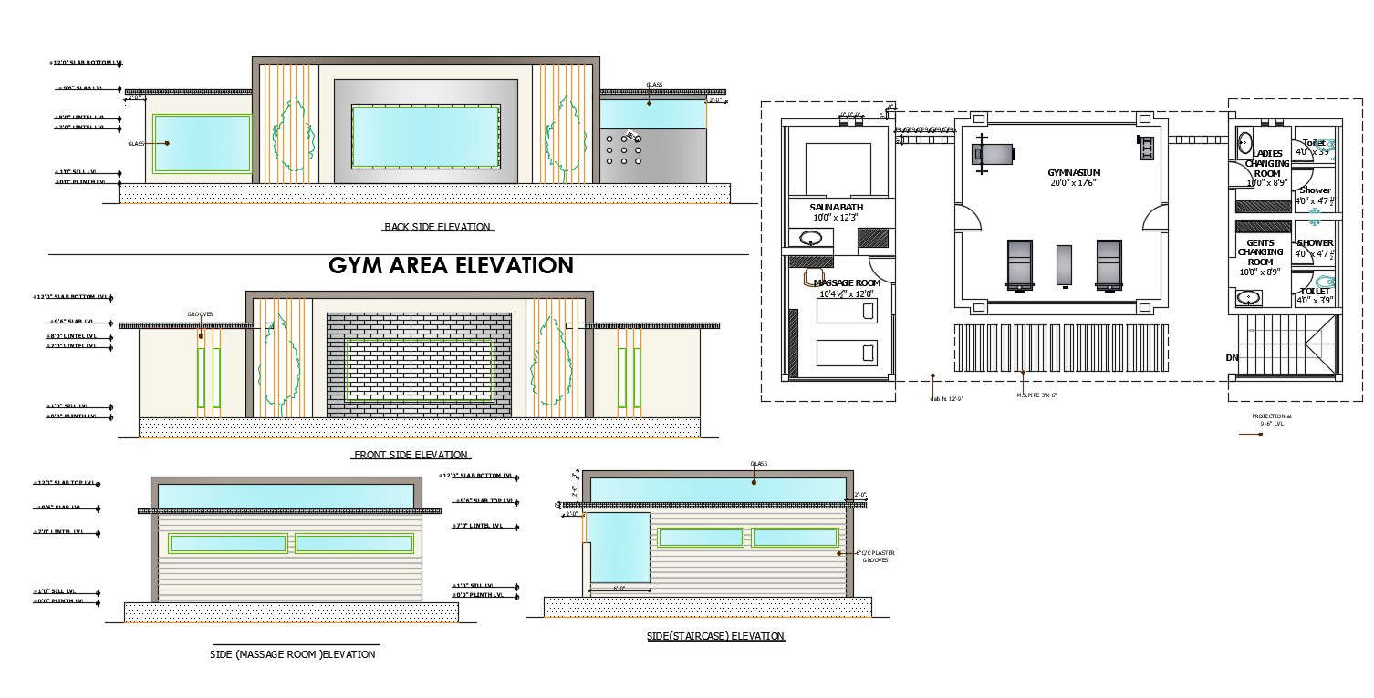 GYM Workout Plan And Elevation Design AutoCAD File