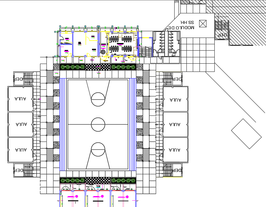 Game zone center line plan detail dwg file