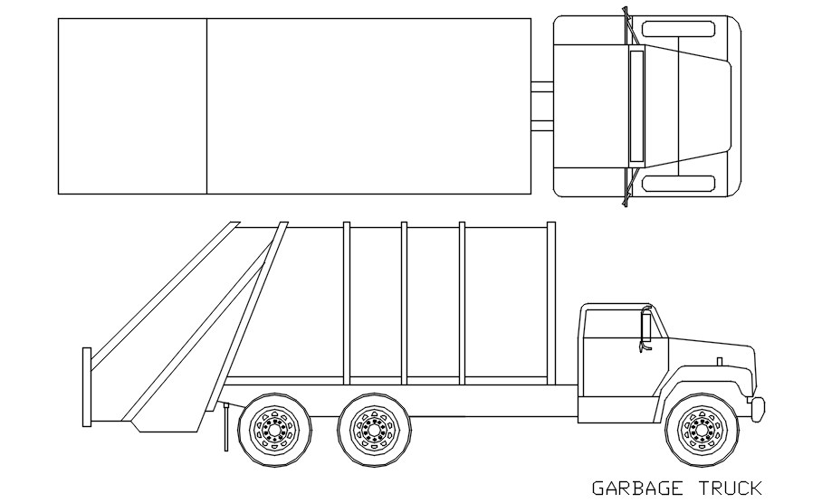 Garbage truck details in AutoCAD, dwg file.