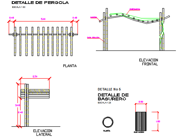 Garden game in plan and elevation detail dwg file