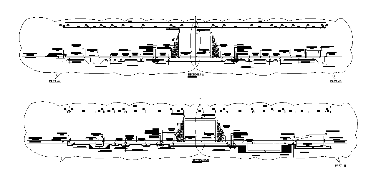 Garden Side Section CAD Drawing DWG File