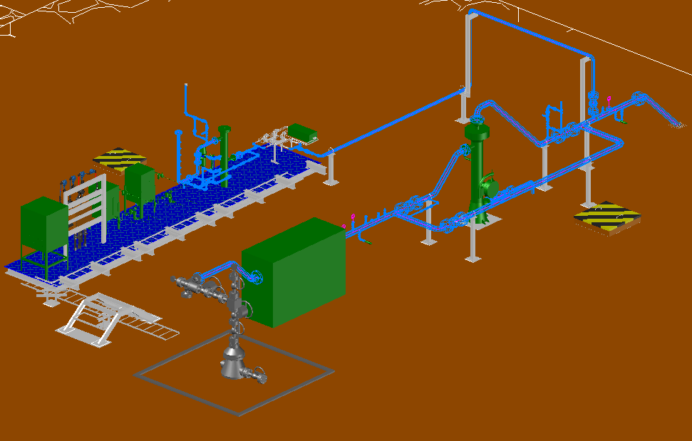 Gas oil well 3 D plan layout file