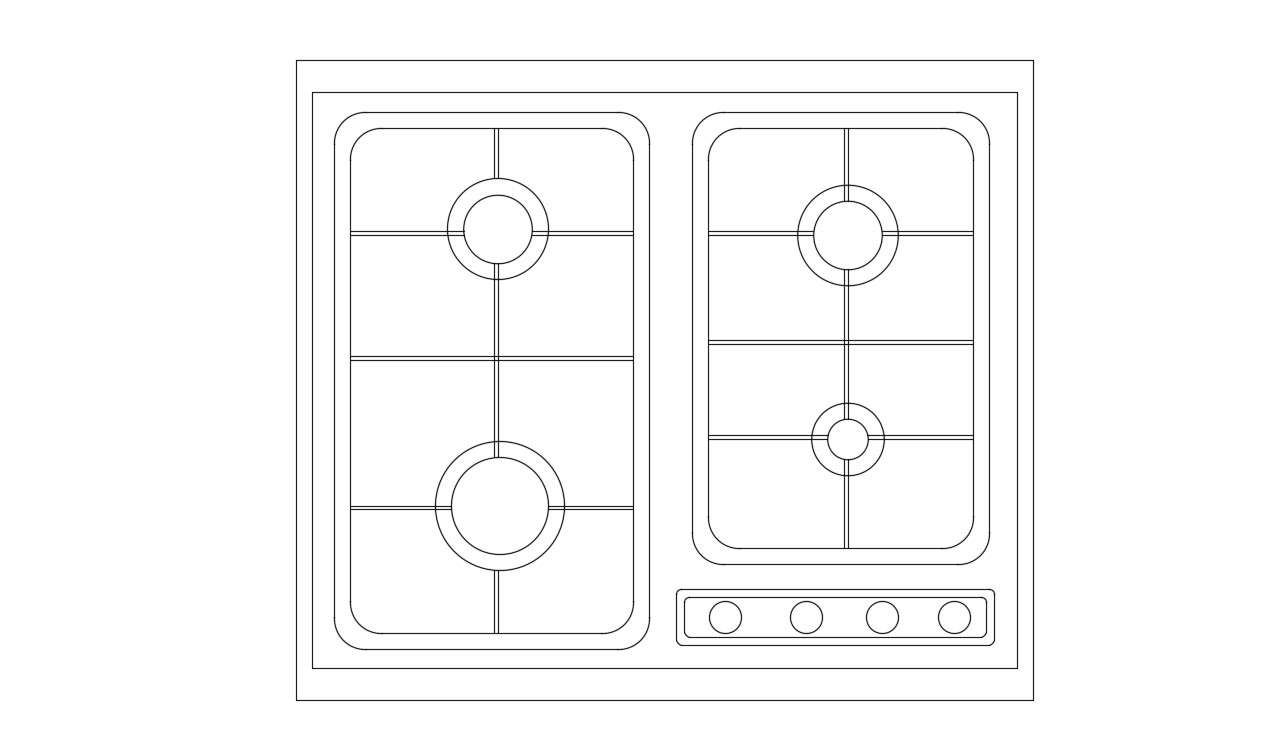 Gas-stove Kitchen CAD blocks Free Download