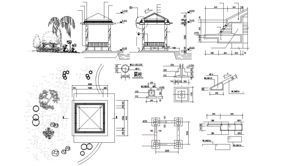 Gazebo Construction CAD Drawing