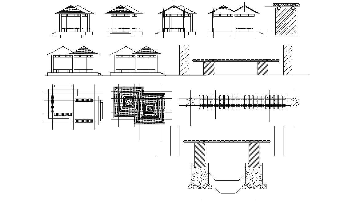 Gazebo Shade design AutoCAD Drawing Download 