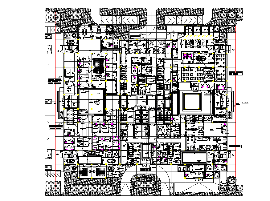 General hospital building plan is given in this 2D Autocad DWG drawing file. Download the Autocad drawing file.