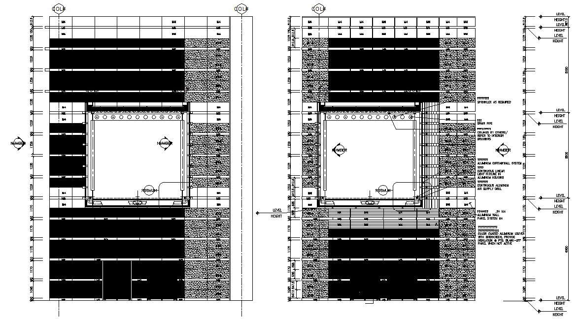 Glass Building Elevation CAD Drawing 