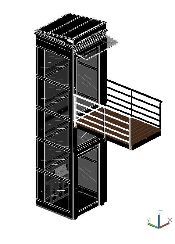 Glass Elevator with Balcony DWG | AutoCAD Lift Design 