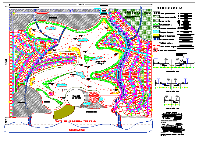Golf course with villas design drawing