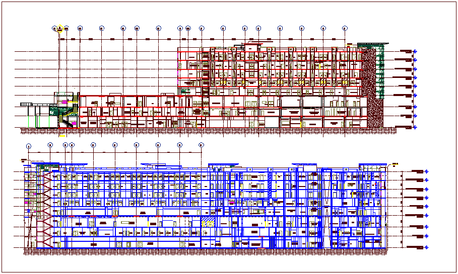 Government building sectional view dwg file