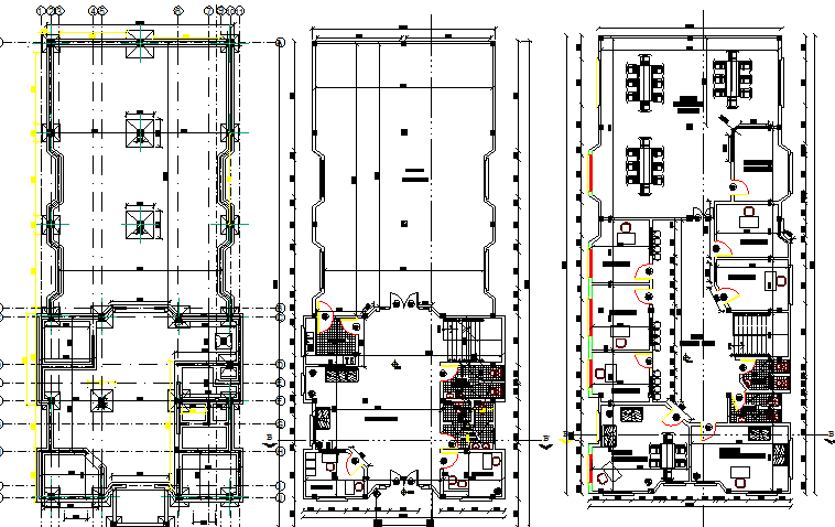Ground & first floor plan layout of school, sanitary installation details dwg file