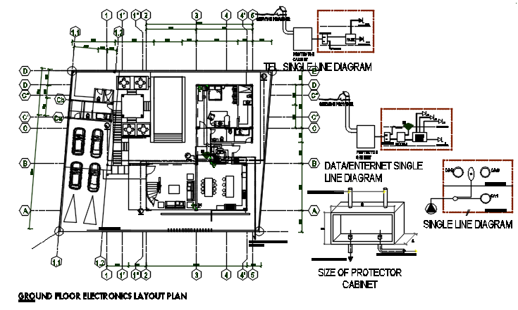 Ground floor Electric plan detail dwg file