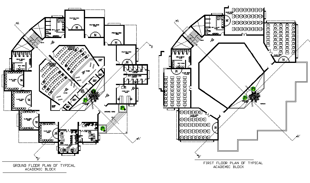Ground floor and first floor detail dwg file