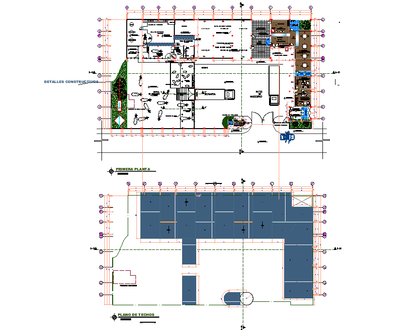 Ground floor and first-floor plan detail dwg file
