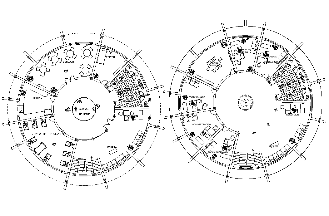 Ground floor and first-floor plan detail dwg file