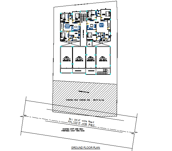 Ground floor apartment plan detail dwg file
