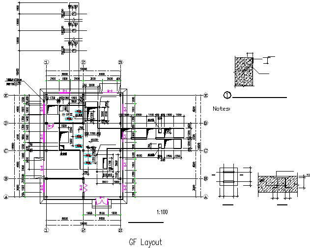 Ground floor house plan detail dwg file