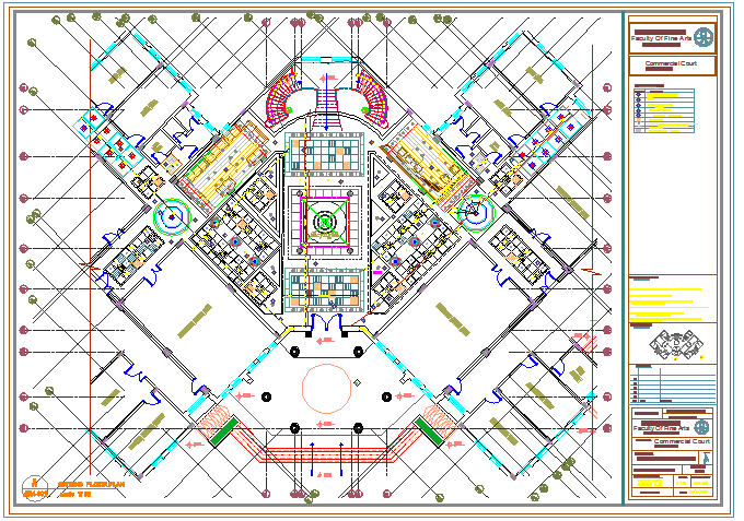 Ground floor layout plan details of corporate building dwg file