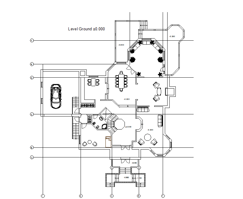 Ground floor layout plan of building dwg file