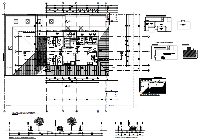 Ground floor plan of office with detail dimension in AutoCAD