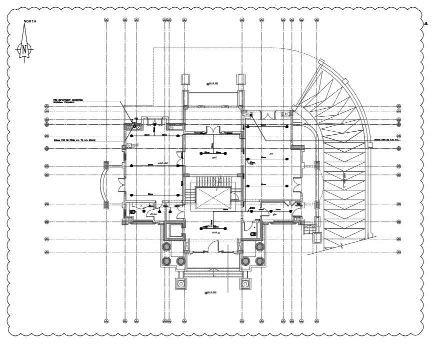 Ground floor plan with fire protection system 