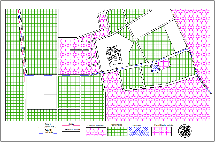 Ground floor plan with paving block of cardiology hospital dwg file