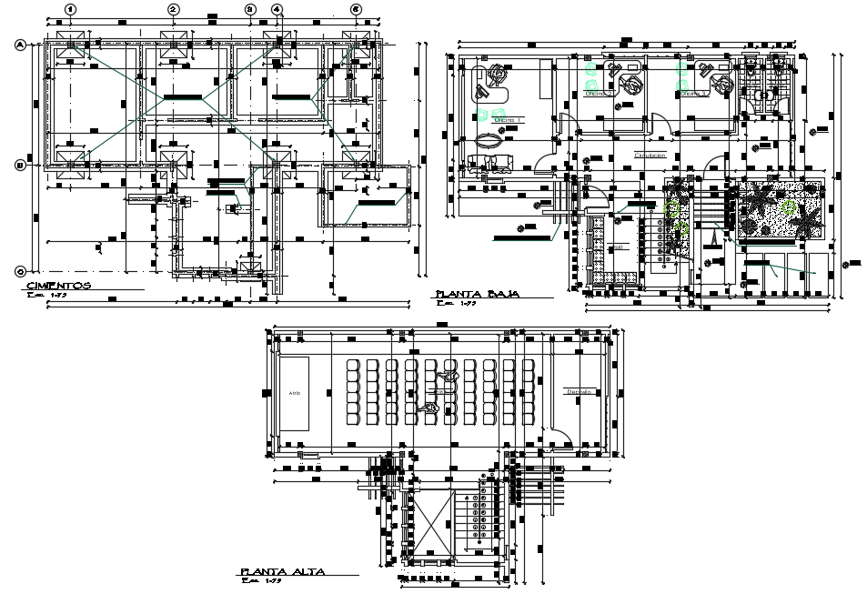 Ground floor to terrace plan detail dwg file