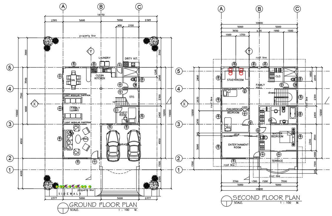 Ground floor and second floor of the house plan were given in the autocad 2D DWG drawing file.  Download the Autocad DWG drawing file.