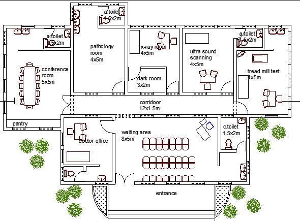 Guest house for hospital staff architecture layout plan dwg file