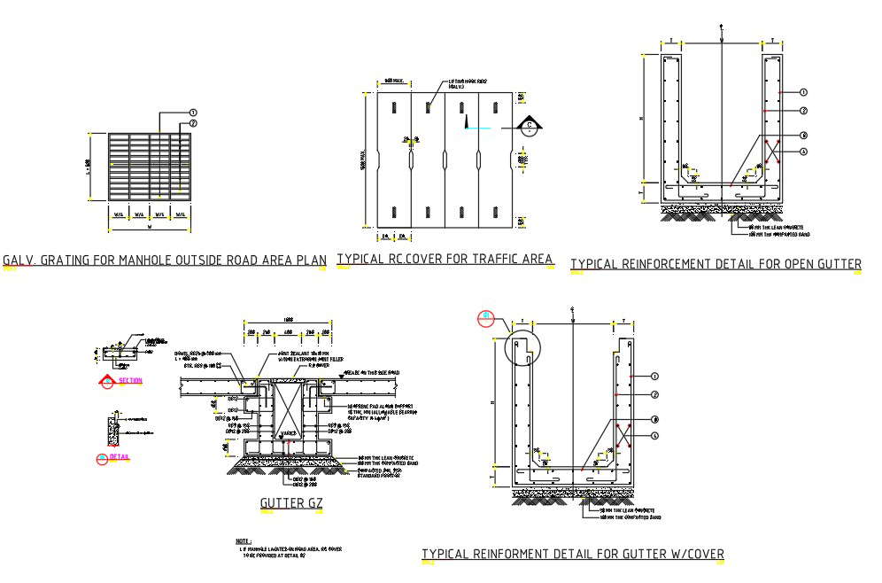 Gutter Manhole Drawing Free Download DWG File