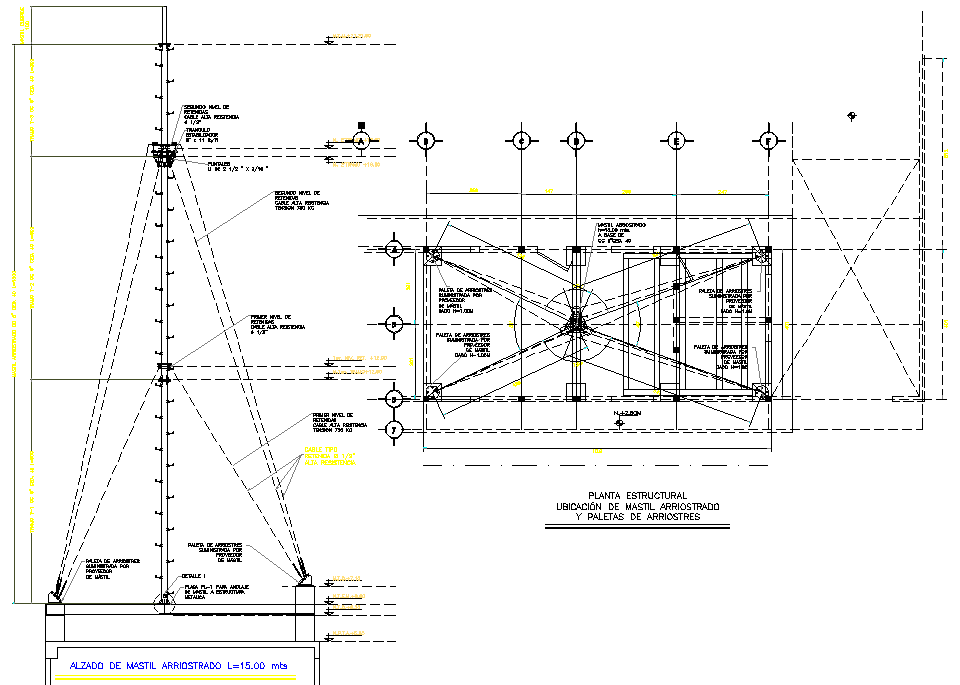 Guying mast 15 meters layout file