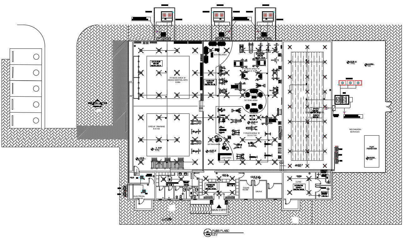 Gym Design Plan CAD Drawing Download