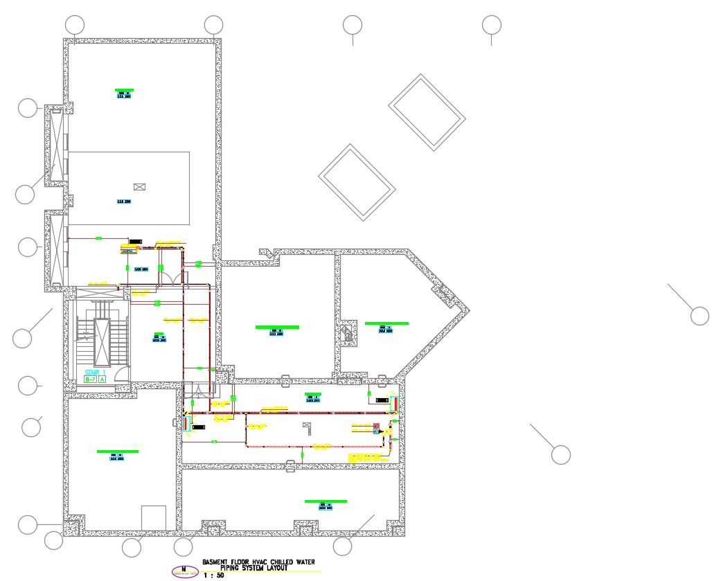 HVAC System Design Basement Floor AutoCAD File 