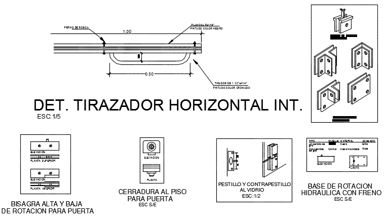 Handle plan and section detail dwg file