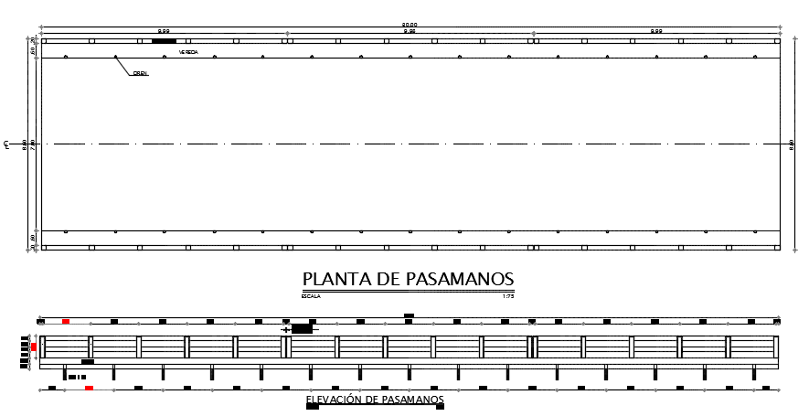 Handrail plant detail dwg file