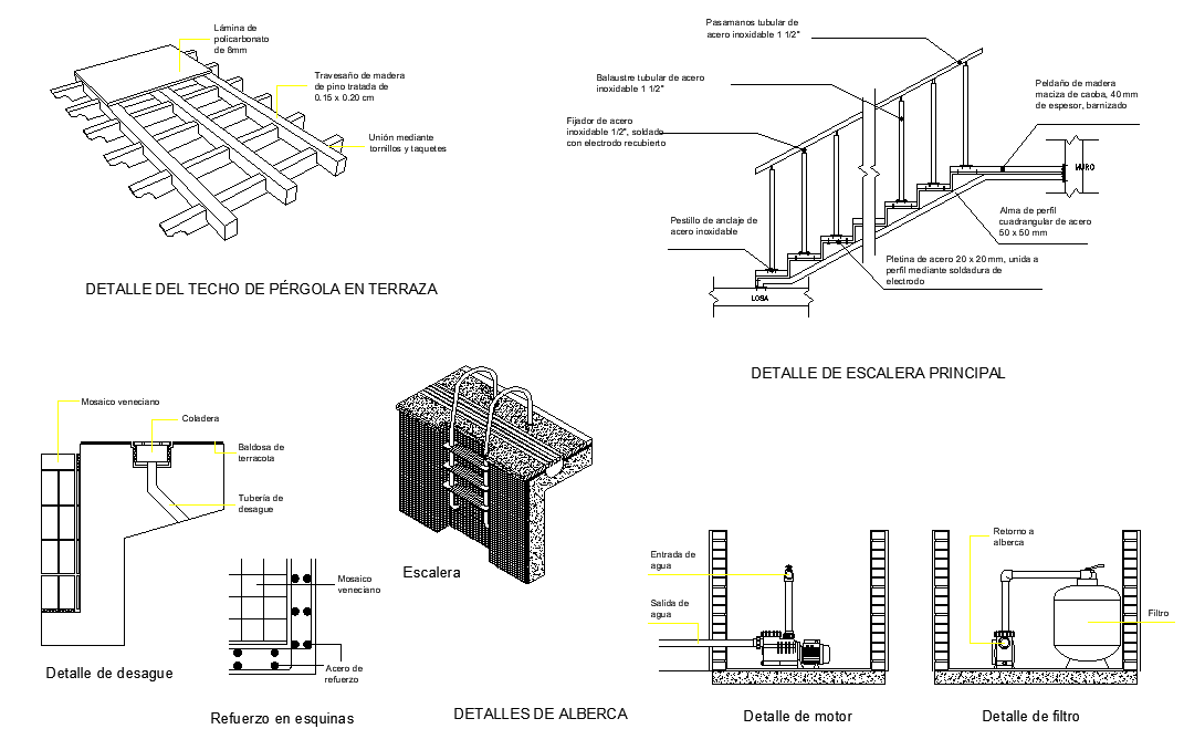 Handrail section detail dwg file