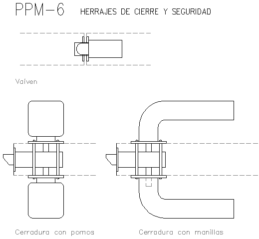 Hardware handle and knob-lock and security dwg file