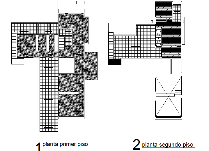 Hatching primary level and second floor plan detail dwg file