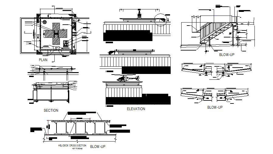 Helipad detailed architecture project dwg file
