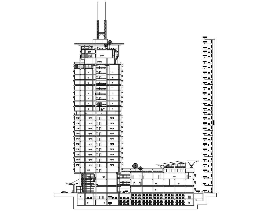 High Rise Building Section Drawing AutoCAD File