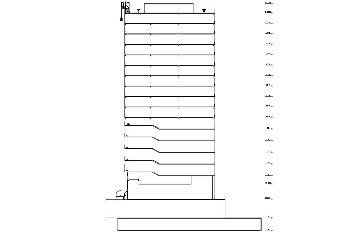 High Rise Commercial complex Section Design DWG File 