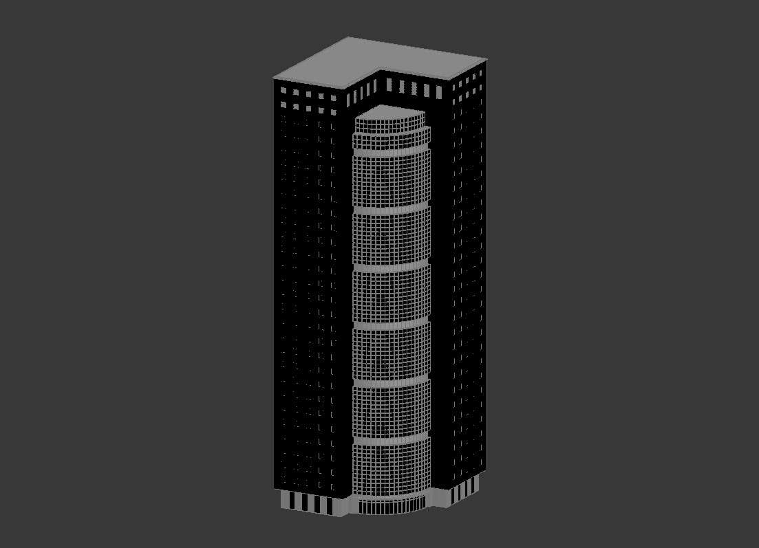High-Rise Commercial Complex Elevation Model for CAD Project files