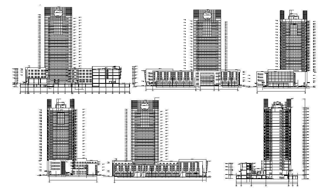 High Rise Elevation Of Building DWG File 