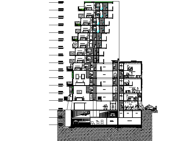 High rise building Section detail dwg file