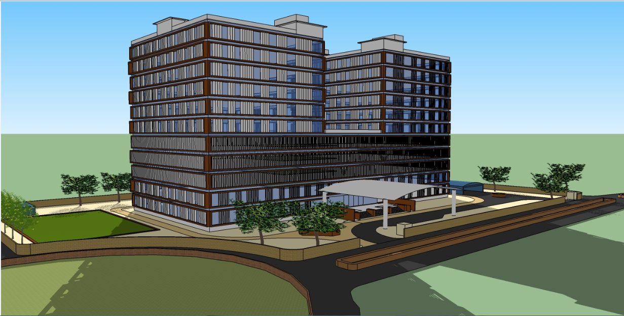 High rise building design elevation dwg file